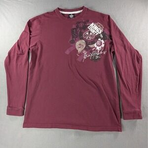 Starbury Mens Kings County Brooklyn‎ Graphic Long Sleeve Shirt L Maroon
